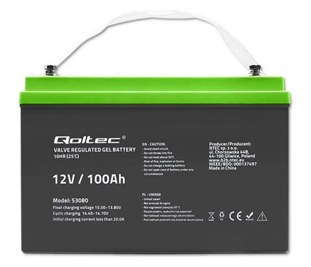 Qoltec Akumulator żelowy 12V 100Ah GEL 29,8kg - 1136789 - zdjęcie